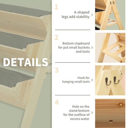Outsunny 3 Tier Raised Beds for Garden, Wooden Planter Boxes with Clapboard and Hooks, 142L, 120 x 68 x 80cm 