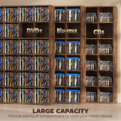 HOMCOM CD Storage Unit with Adjustable Shelves, 89 x 130.5 cm, Rustic Brown 