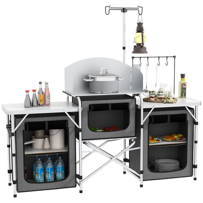 Outsunny Multi-Storage Portable Camping Kitchen, with Carry Bag 
