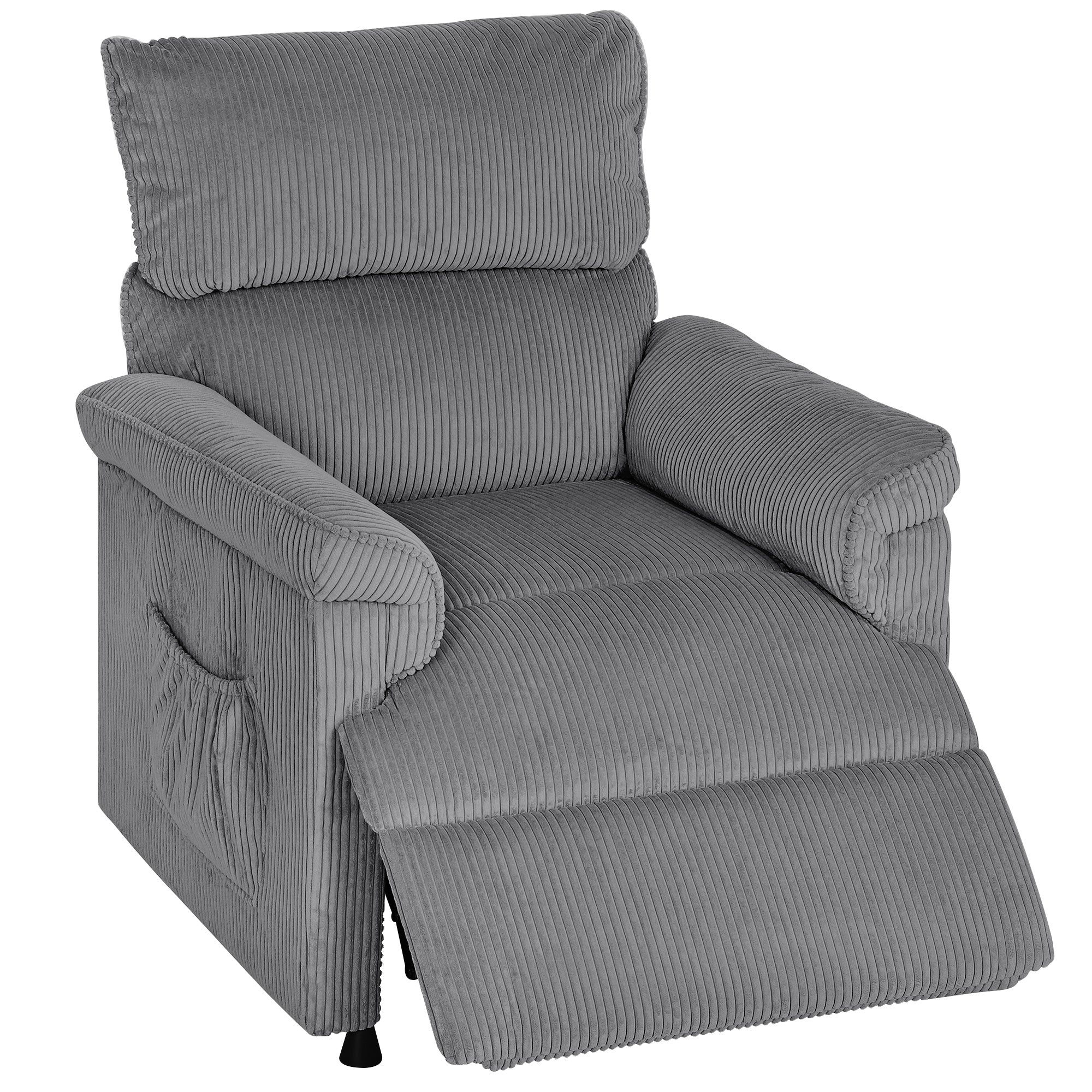HOMCOM Corduroy Electric Massage Recliner - Grey 
