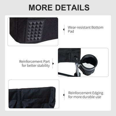 Outsunny 6 Seater Folding Camping Chair with Cup Holder & Carry Bag - Black 