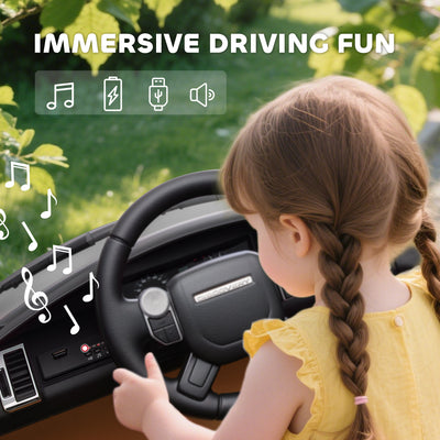 AIYAPLAY Land Rover Discovery Licensed 12V Kids Electric Car with Remote, 4 Wheel Suspension, Slow Start, Lights, Music, Khaki 