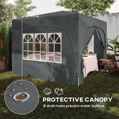 Outsunny 3 x 3m Pop-Up Gazebo Shelter, with Accessories - Dark Grey 