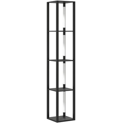 HOMCOM Floor Lamp with Shelves, 4 Layer Dimmable Column Modern Standing Lamp with 3 Brightness Levels and Foot Switch for Living Room, Bedroom, Office, Black 