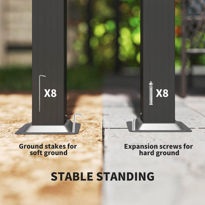 Outsunny 3 x 3m Aluminium Pergola, with Retractable Roof - Grey/Khaki 