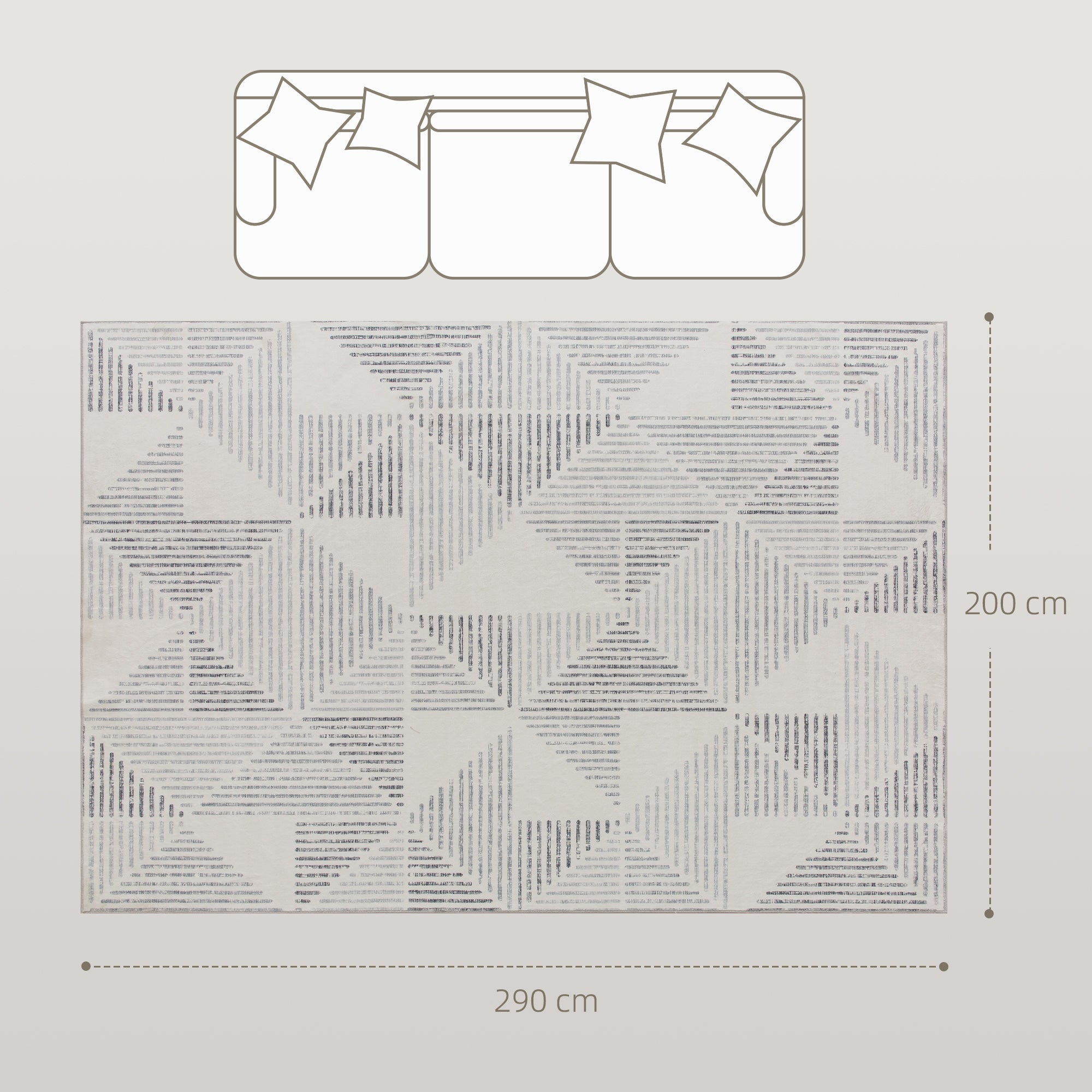 HOMCOM Modern Area Rug, Geometric Pattern Non-Slip Washable Rug, Soft Floor Carpet for Living Room, Bedroom, Dining Room, Home Office, 290 x 200 cm, Grey