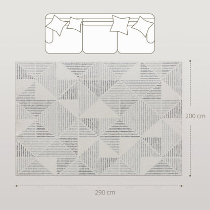 HOMCOM Modern Area Rug, Geometric Pattern Non-Slip Washable Rug, Soft Floor Carpet for Living Room, Bedroom, Dining Room, Home Office, 290 x 200 cm, Grey