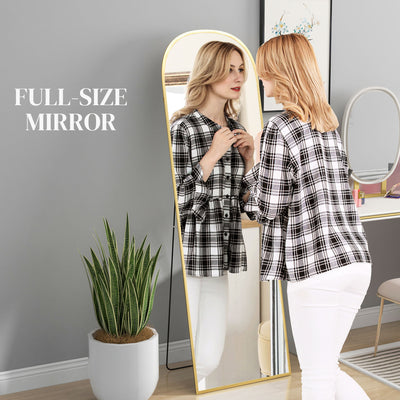 HOMCOM 162cm Aluminium Frame Standing Mirror - Gold 