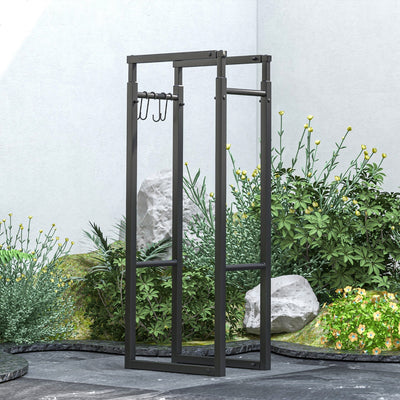 Outsunny 40-65/100-150cm Adjustable Metal Firewood Log Holder 