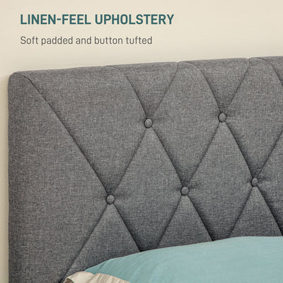 HOMCOM King Size Padded Fabric Headboard Bed Frame - Grey 
