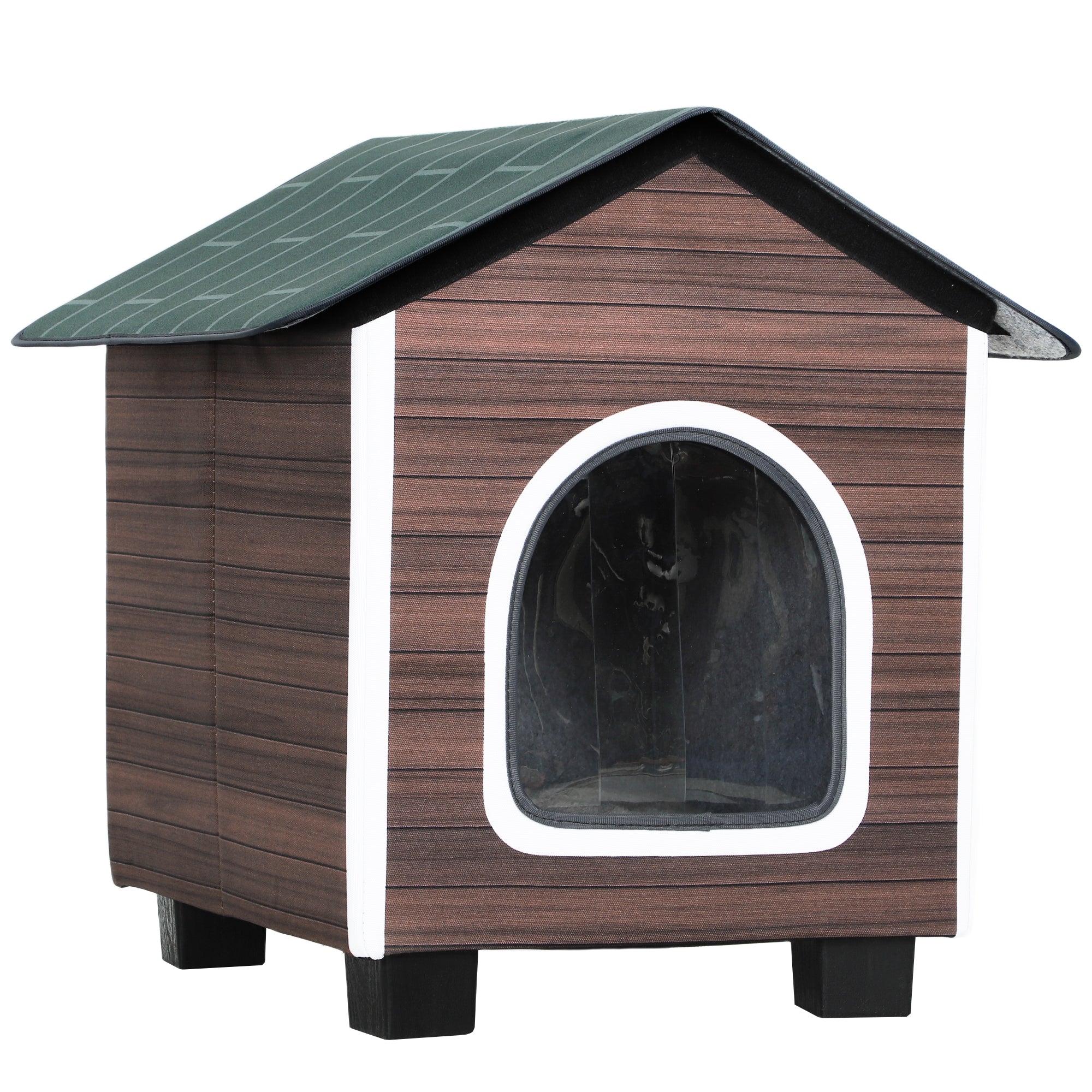 PawHut Insulated Outdoor Cat House, Water-Resistant Feral Cat Shelter with Elevated Base and Cushion, Red-brown 