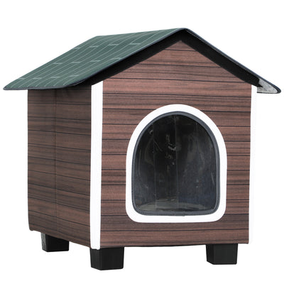 PawHut Insulated Outdoor Cat House, Water-Resistant Feral Cat Shelter with Elevated Base and Cushion, Red-brown 