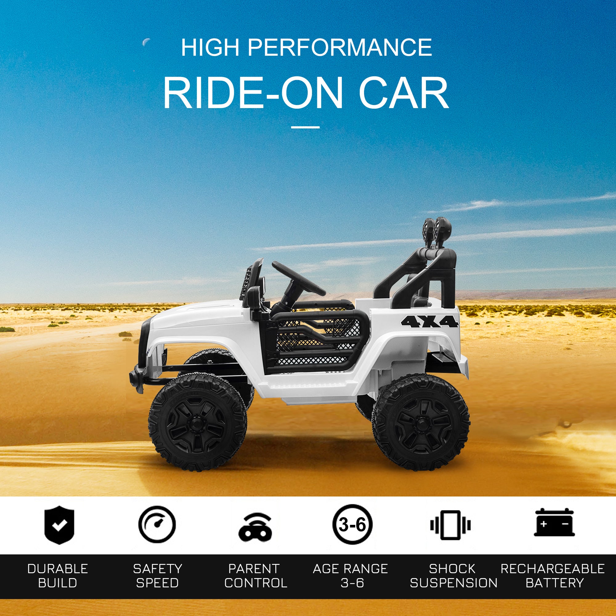 HOMCOM 12V Kids Electric Ride On Car Truck Toy SUV with Remote Control for 3-6 Yrs 