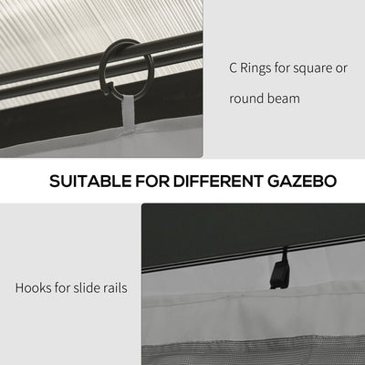 Outsunny 4 Pack Universal Gazebo Replacement Sidewalls Privacy Panel for Most 3 x 4m Gazebo Canopy Pavillion Outdoor Shelter Curtains Accessories Light Grey 