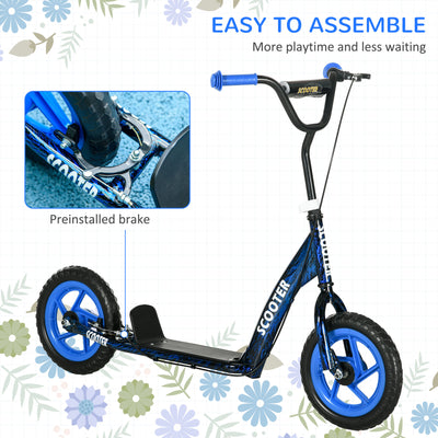 AIYAPLAY Kids Scooter with Adjustable Handlebar, Children's Kick Scooter with Non-slip Footplate, Rear Brake, Kickstand, Blue 
