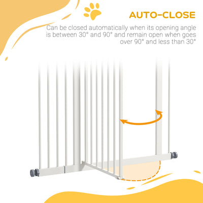 PawHut Pressure Fit Dog Stair Gate No Drilling Safety Gate Auto Close for Doorways, Hallways, 74-94cm Adjustable, 94cm Tall, White 