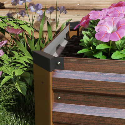 Outsunny 60 x 240cm Galvanised Steel Planter, with Open Bottom, Brown 