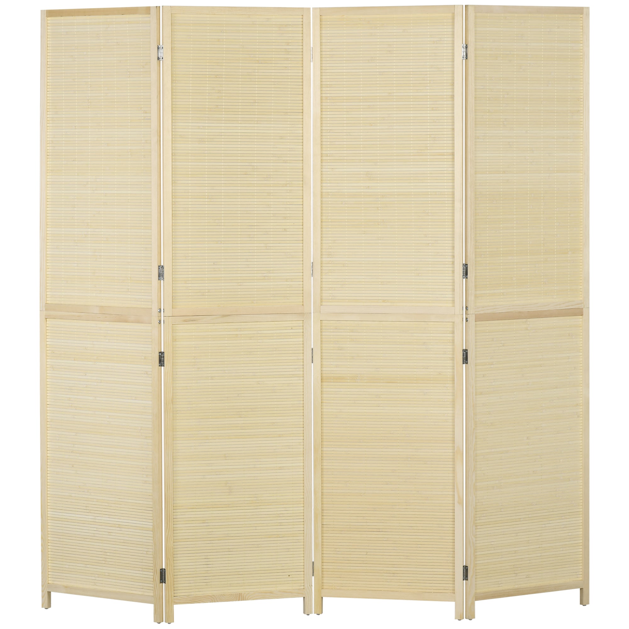 HOMCOM Room Divider, Freestanding Privacy Screen, 4 Panel Folding, 180 x 180cm, Natural 