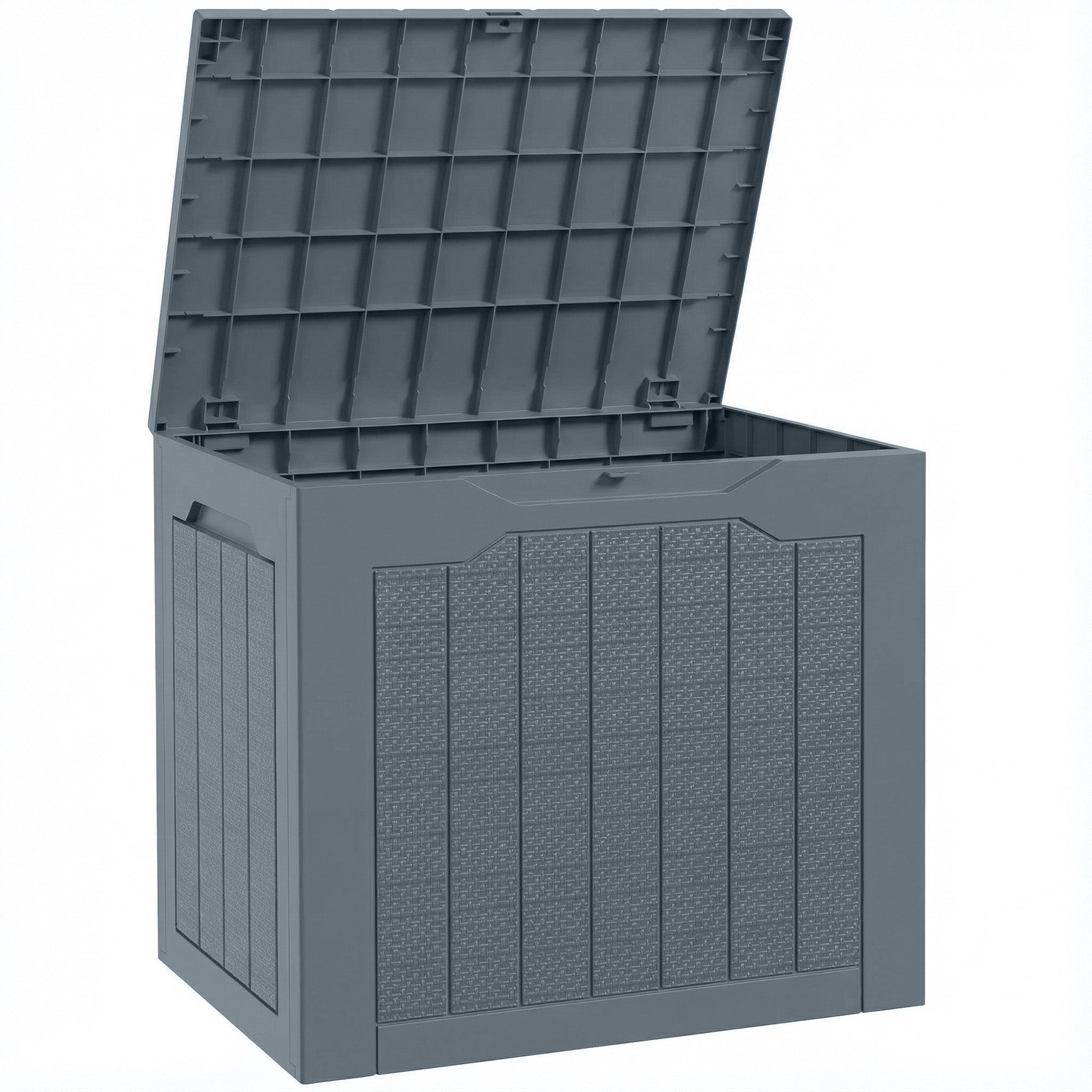 Outsunny 93L Plastic Garden Storage Box, Outdoor Storage Box with Handles, Waterproof Outdoor Storage Container, Light Grey 