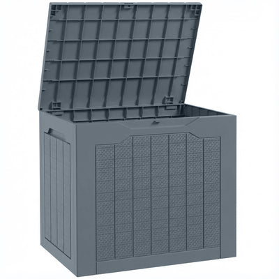 Outsunny 93L Plastic Garden Storage Box, Outdoor Storage Box with Handles, Waterproof Outdoor Storage Container, Light Grey 