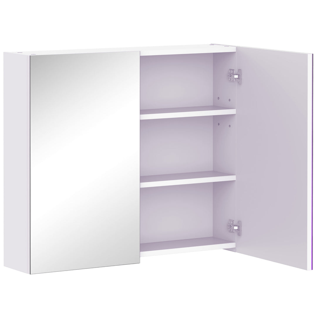 HOMCOM Mirror Cabinet, Wall Mount Bathroom Storage Cabinet with Adjustable Shelf, Double Door Cupboard, 70 x 15 x 60 cm, White 