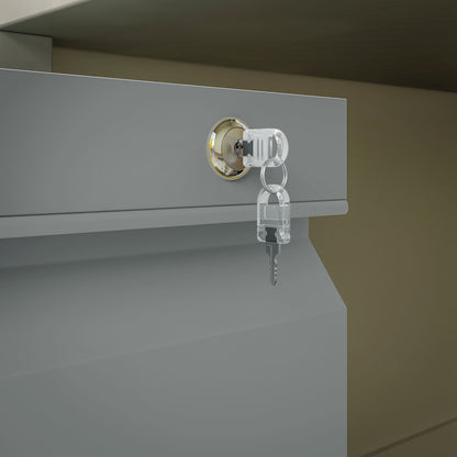 Vinsetto 3 Drawer Filling Cabinet, Mobile Metal File Cabinet with Anti-tilt Design for Letter, A4, Legal Size, Grey 