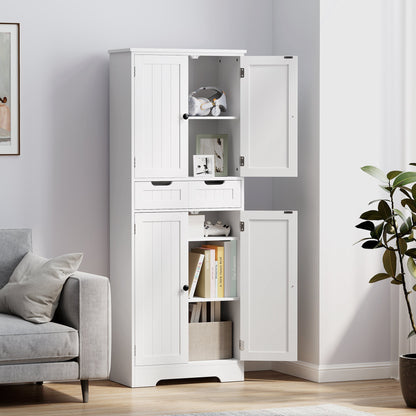 HOMCOM Tall Bathroom Cabinet, Freestanding Storage Cupboard, Bathroom Storage Cabinet with Drawer, Adjustable Shelf and Doors, 60 x 30 x 160 cm, White 