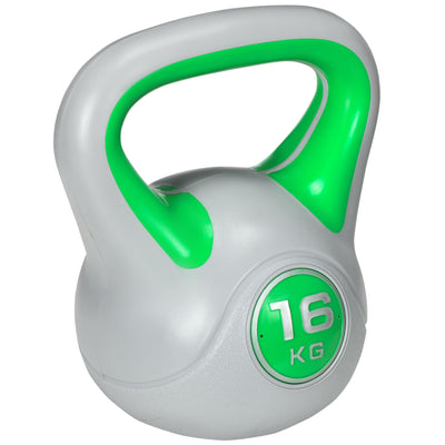 SPORTNOW Kettlebell, 16kg Kettle Bells with Handle for Home Gym Weight Lifting and Strength Training, Green and Grey 