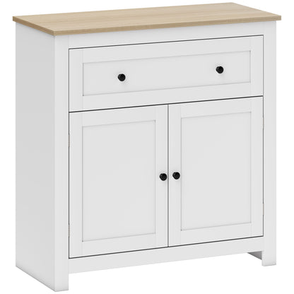 HOMCOM Sideboard Storage Cabinet, Morden Kitchen Cupboard with Adjustable Shelf, Drawer and Double Doors, Sideboard for Living Room, Dining Room, Hallway, White