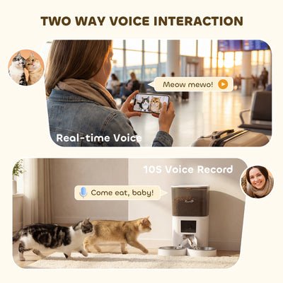 PawHut Automatic Cat Feeder for 2 Cats with HD Camera，2.4G & 5G WiFi Pet Food Dispenser 6L APP Control 