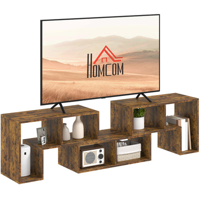 HOMCOM TV Stand for TVs up to 75 Inches, Free Combination TV Unit with Storage Shelves, Extendable Entertainment Centre for Living Room, Rustic Brown 
