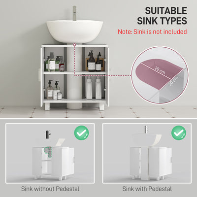 HOMCOM Bathroom Under Sink Cabinet for Basin without or with Pedestal - High Gloss White 