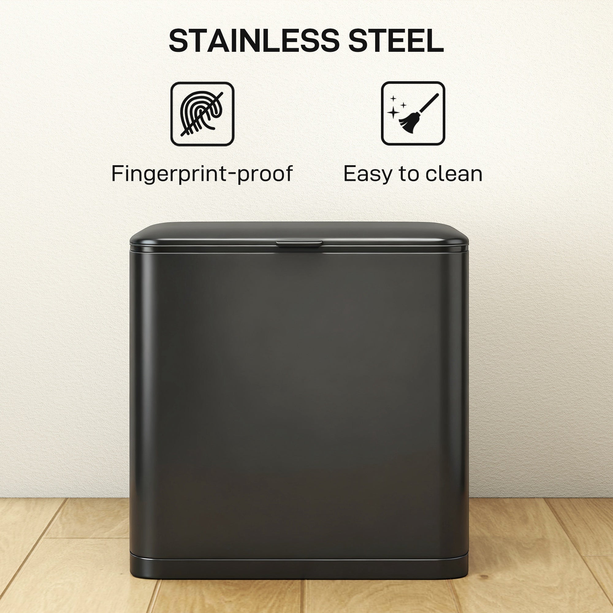 HOMCOM 8L Hanging Kitchen Bin, Rubbish bin with Lid and Removable Inner Bucket for Kitchen Cabinet Door, Under Sink, Office 