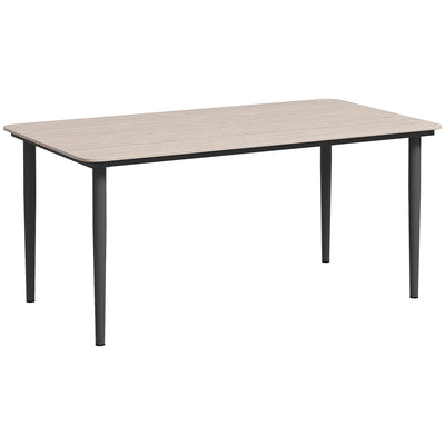 Outsunny Garden Table, Outdoor Dining Table for 6 People, 160 x 90 x 74 cm, with Rust Resistant Metal Frame, WPC Top, for Balcony, Terrace, Light Grey 