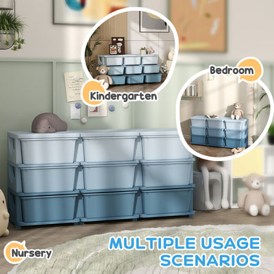 HOMCOM Kids Storage Unit, with Nine Drawers - Blue 