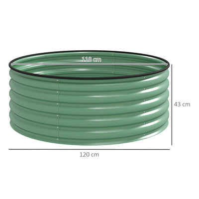 Outsunny Galvanised Raised Garden Bed with Safety Edging, Outdoor Raised Planter Box with Gloves, 120 x 120 x 43cm, Light Green 