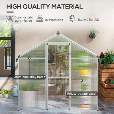 Outsunny 8 x 6ft Aluminium Frame Greenhouse, with Foundation 