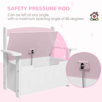 AIYAPLAY 2-in-1 Toy Box for Kids with Lid for Bedroom, Nursery, Playroom, Pink 