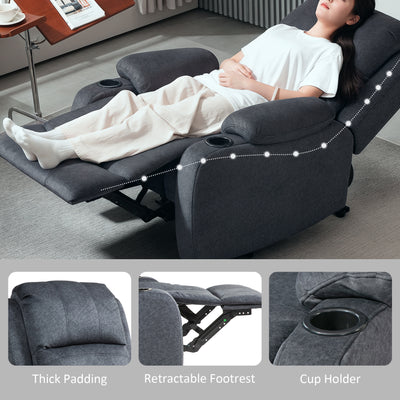 HOMCOM Microfibre Manual Reclining Armchair, with Footrest - Black 