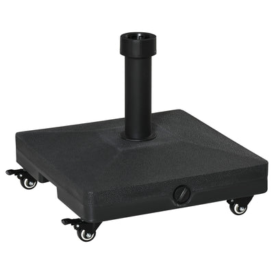 Outsunny 20kg Garden Parasol Base with Wheels Heavy Duty Sand or Water Filled Patio Umbrella Base for Outdoor Deck Beach Black 