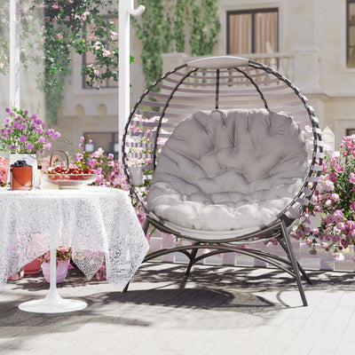 Outsunny Egg Chair with Cushion & Side Pocket - Light Grey 