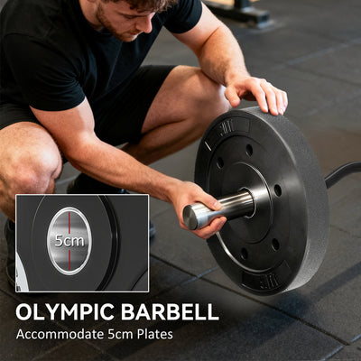 SPORTNOW 4ft Olympic EZ Curl Bar, Barbell Bar for 2" Weight Plates with Non-Slip Hand Grip 120cm 