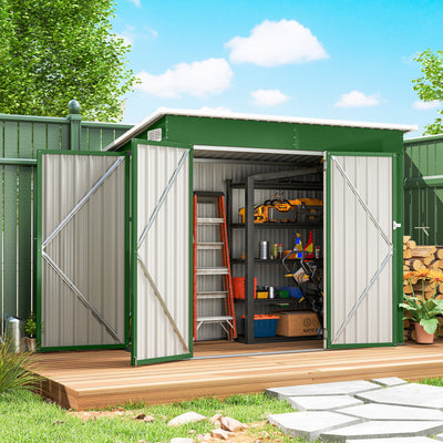 Outsunny 7.5 x 4.3ft Metal Garden Storage Shed, Waterproof Outdoor Shed with Triple Lockable Door, Gloves, Vents, Green 
