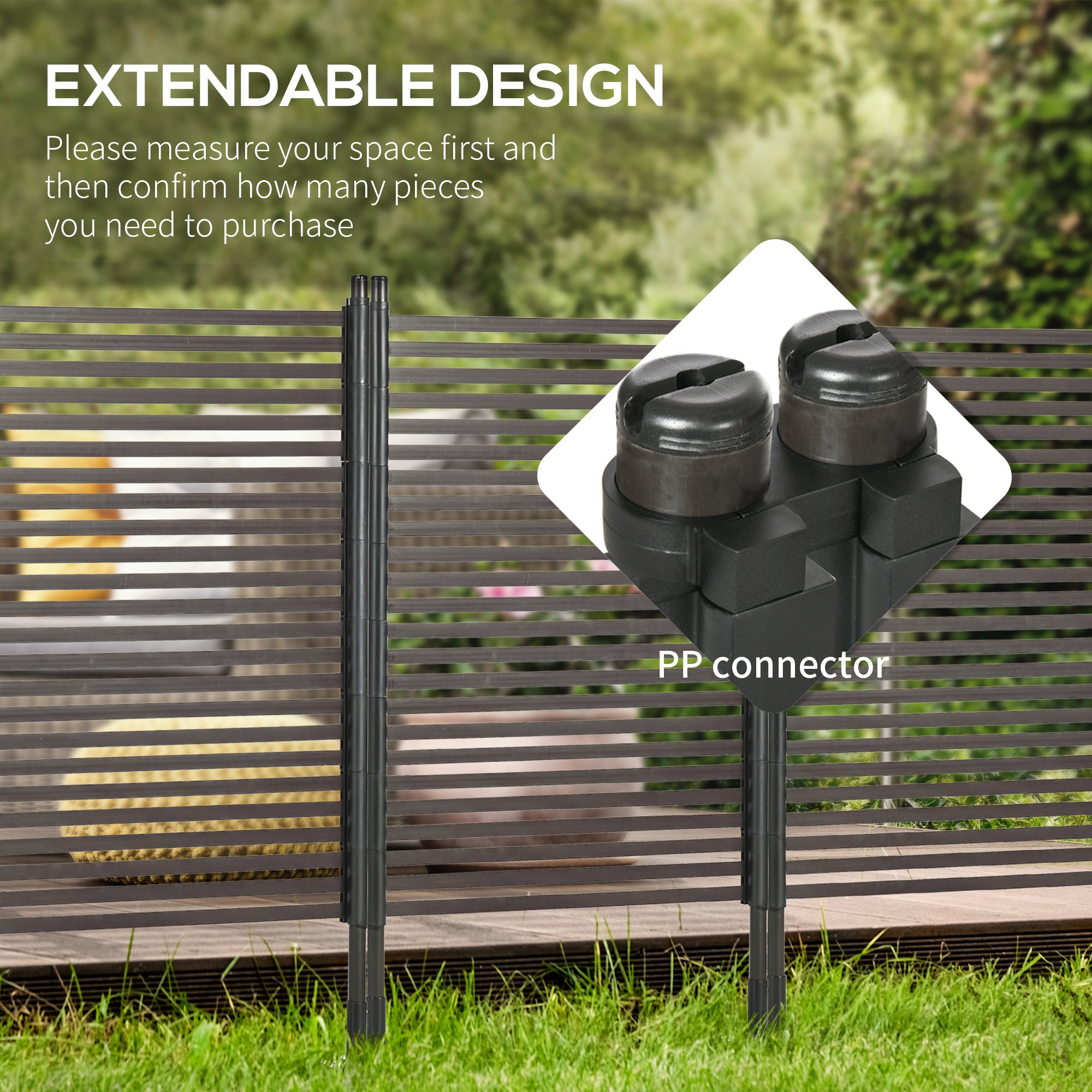 Outsunny Garden Fence with 2 Standing Ways for Hard & Soft Ground, Decorative Outdoor Divider, Animal Barrier Fence, Brown 