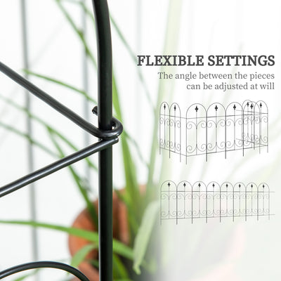 Outsunny Decorative Garden Fencing, 16PCs 44in x 25ft Outdoor Picket Fence Panels, Rustproof Metal Wire Landscape Flower Bed Border Edging, Black 