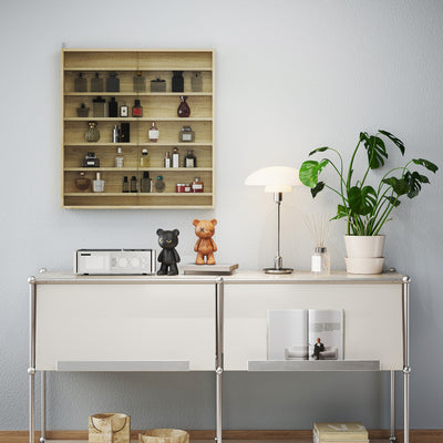HOMCOM Six Shelf Display Cabinet, with Glass Doors - Oak 