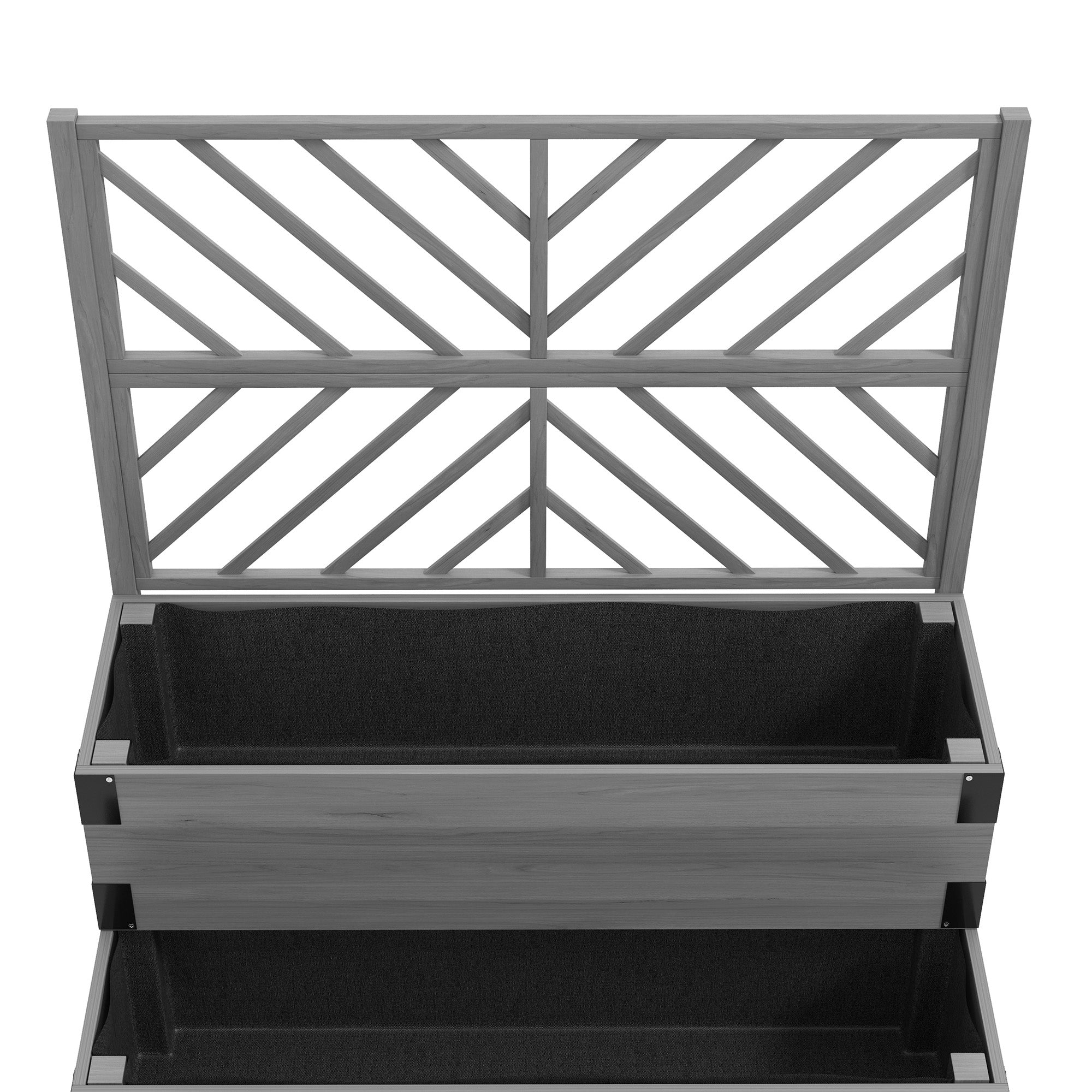 Outsunny Raised Garden Bed with Trellis, 2-Tier Wooden Elevated Planter Box  for Vegetables, Flowers, Herbs, Grey 