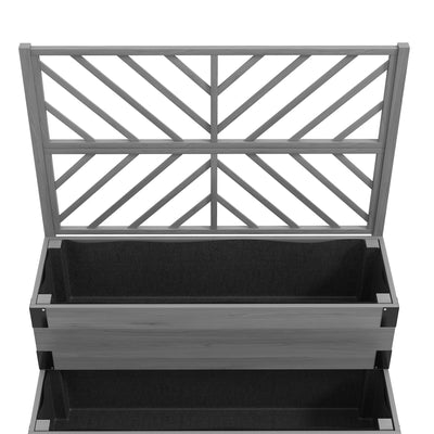 Outsunny Raised Garden Bed with Trellis, 2-Tier Wooden Elevated Planter Box  for Vegetables, Flowers, Herbs, Grey 