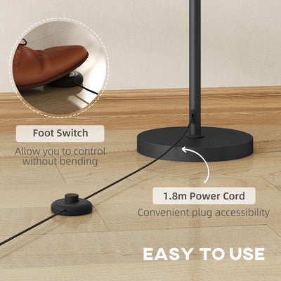 HOMCOM Floor Lamp, 165 cm Tall Standing Lamp with 3 Light and Foot Switch for Living Room, Bedroom, Bedside, Office, E27 Base Without Bulb (40W Max) 