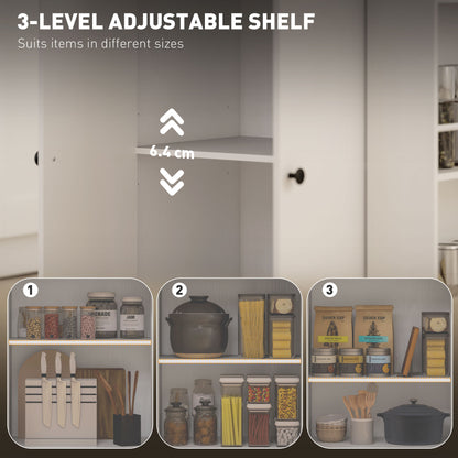 HOMCOM Rolling Kitchen Island with 3-Tier Spice Rack, Kitchen Storage Cart with Drawer and Towel Rack, White